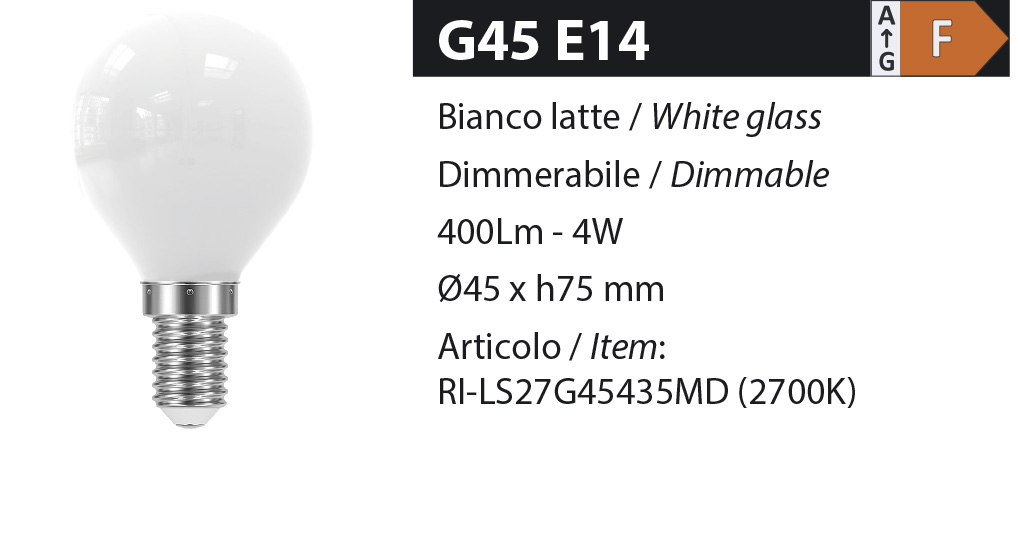 ZERODUE Industrial - G45 E14 Bianco latte - Dimmerabile