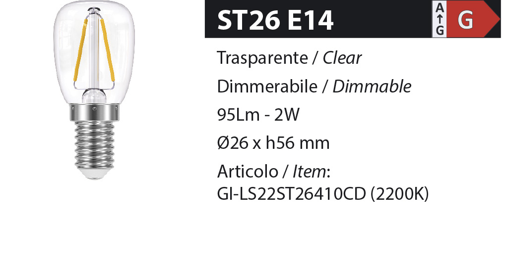 ZERODUE Industrial - ST26 E14 Trasparente - Dimmerabile