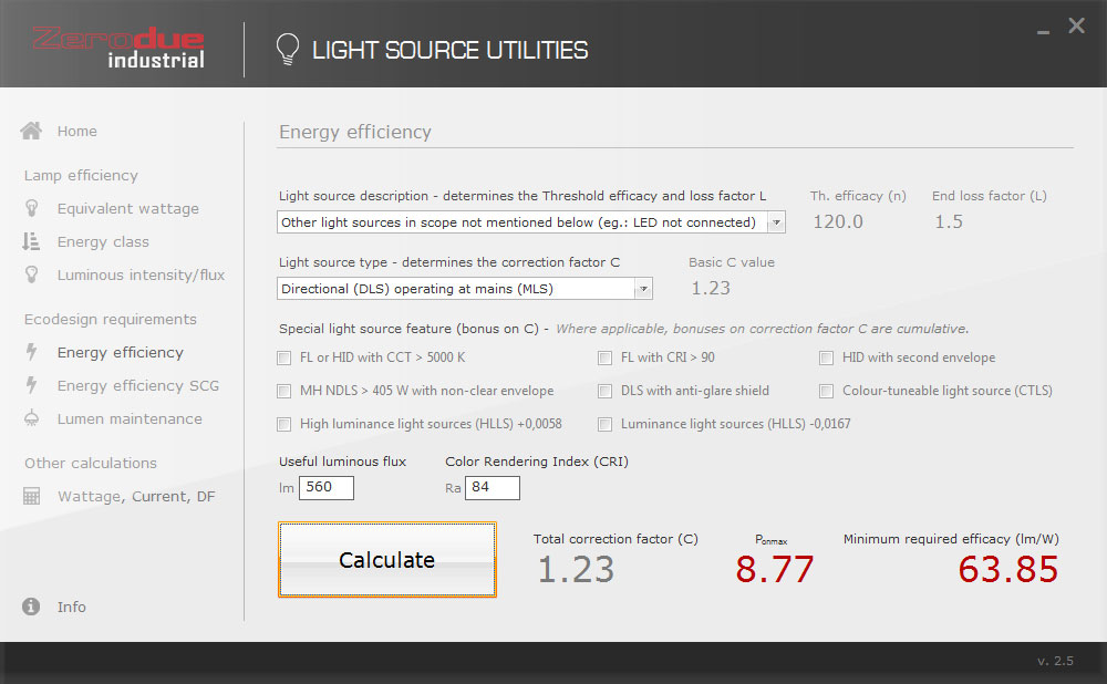 Light Source Utilities - Efficienza energetica (Ponmax) ed Efficienza minima richiesta