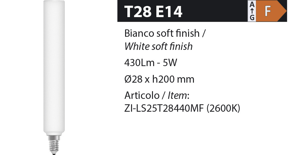 ZERODUE Industrial - T28 E14 White soft finish