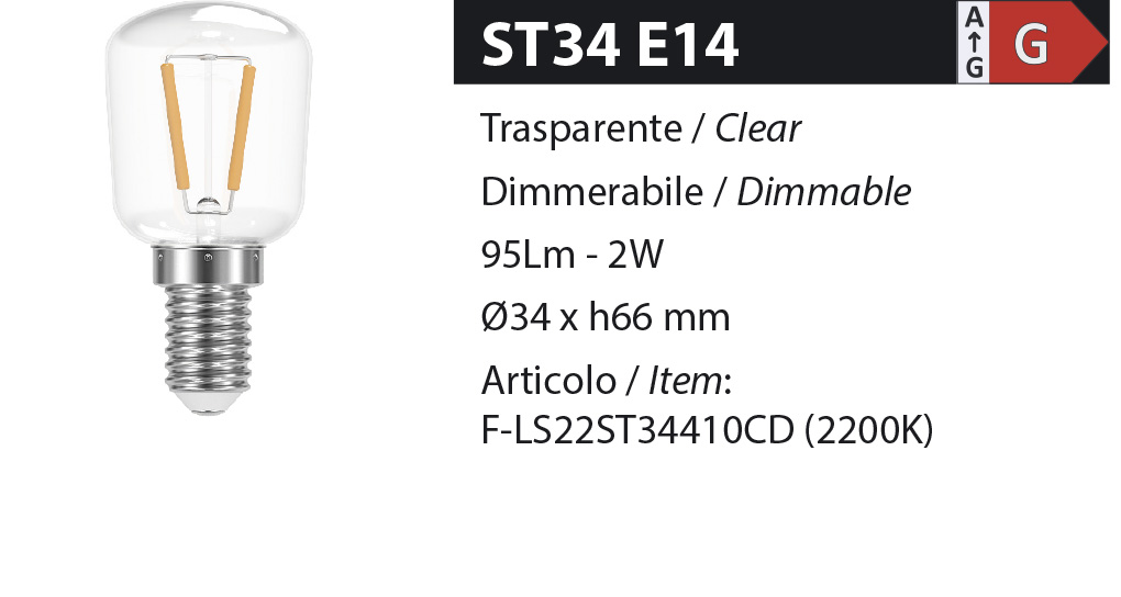 ZERODUE Industrial - ST34 E14 Trasparente - Dimmerabile