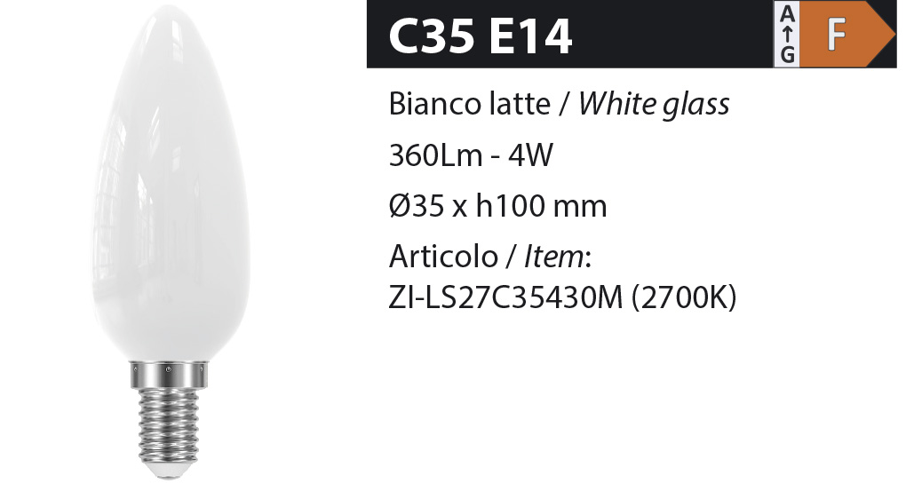 ZERODUE Industrial - C35 E14 Bianco latte