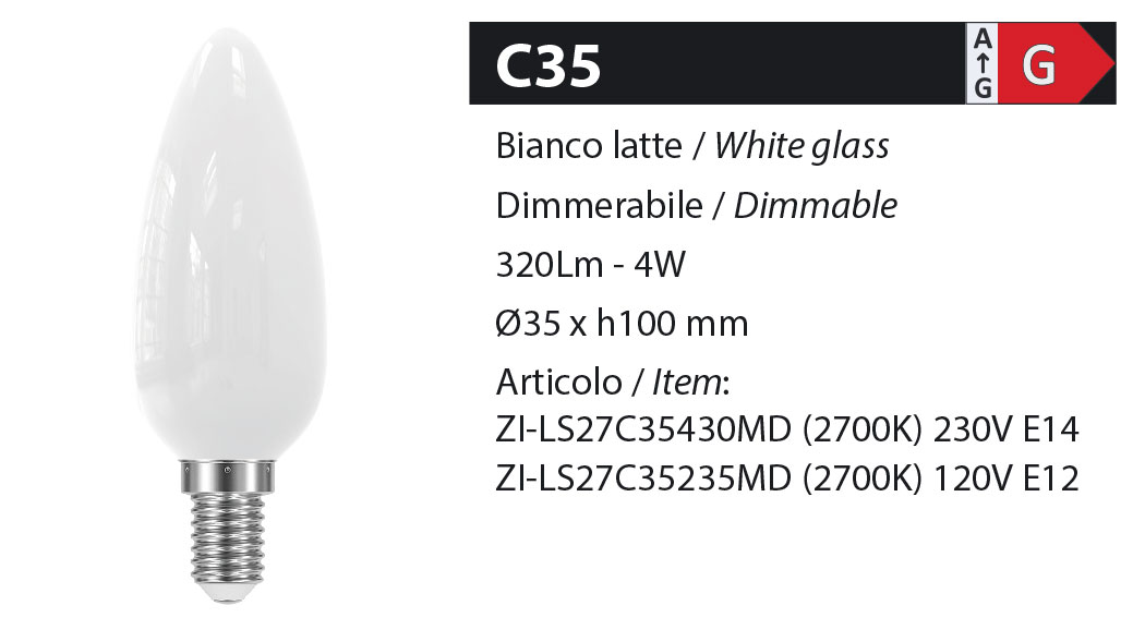 ZERODUE Industrial - C35 Bianco latte - Dimmerabile