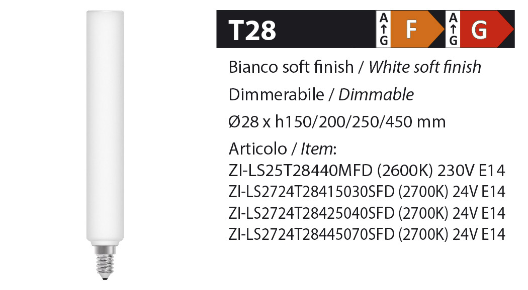 ZERODUE Industrial - T28 White soft finish - Dimmerabile