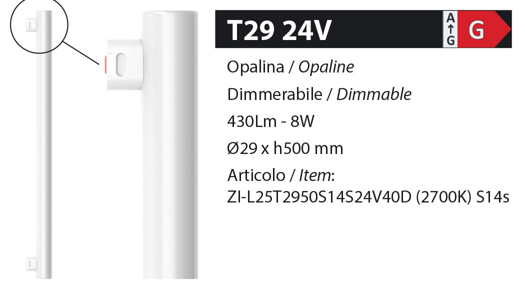 ZERODUE Industrial - T29 - L500mm - Dimmerabile